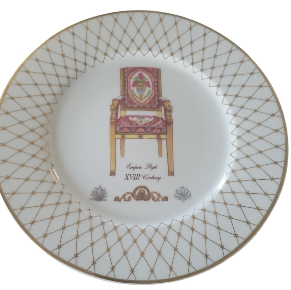 Limoges French Chairs Collection Plate '' Gilded Empire Style Chair" 7.75''